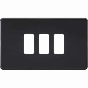 Knightsbridge Matt Black Screwless 3G grid faceplate