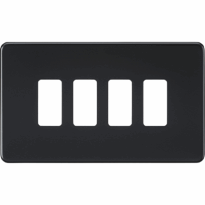 Knightsbridge Matt Black Screwless 4G grid faceplate