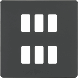 Knightsbridge Anthracite Screwless 6G grid faceplate