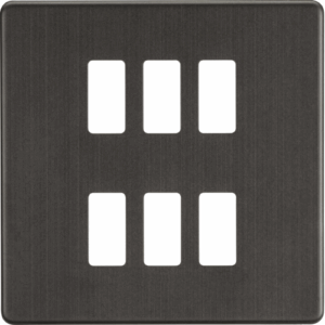 Knightsbridge Smoked Bronze Screwless 6G grid faceplate