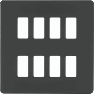 Knightsbridge Anthracite Screwless 8G grid faceplate
