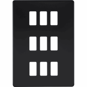 Knightsbridge Matt Black Screwless 9G grid faceplate