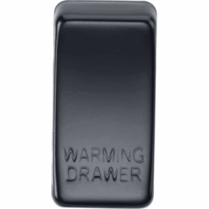 Knightsbridge Matt Black Switch cover marked WARMING DRAWER