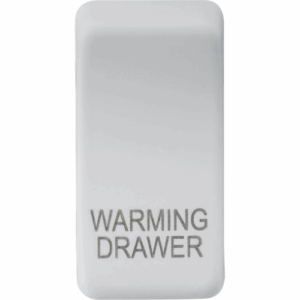 Knightsbridge Matt White Switch cover marked WARMING DRAWER