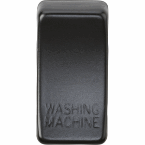 Knightsbridge Matt Black Switch cover marked WASHING MACHINE