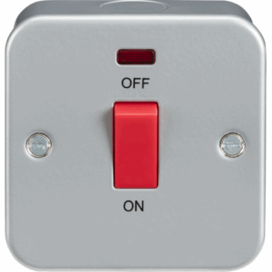 Knightsbridge Silver/Grey Metal Clad 45A DP Switch with Neon Single Size