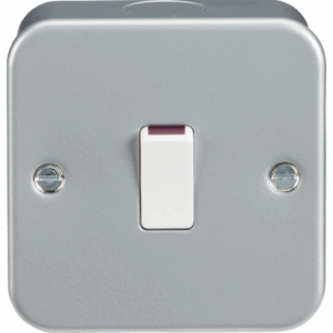 Knightsbridge Silver/Grey Metal Clad 20A 1G DP Switch