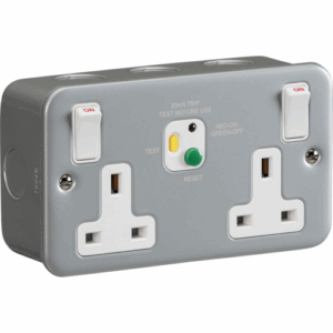 Knightsbridge Silver/Grey 13A 2G DP RCD Switched Socket 30mA (Type A)