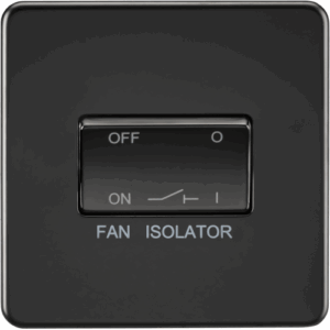 Knightsbridge Screwless Matt Black 10A Fan Isolator Switch