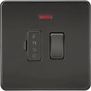 Knightsbridge Screwless Matt Black 13A Switched Fused Spur Unit with Neon