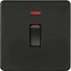 Knightsbridge Matt Black 45A DP Switch with Neon (1G size)