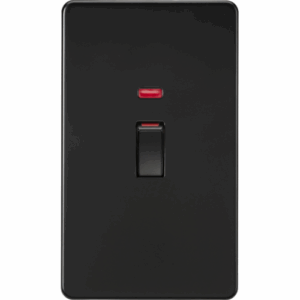 Knightsbridge Screwless Matt Black 45A DP Switch with Neon (2G size)