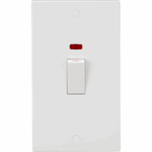 Knightsbridge Square Edge White 45A DP Switch with Neon (2G Size) Rocker