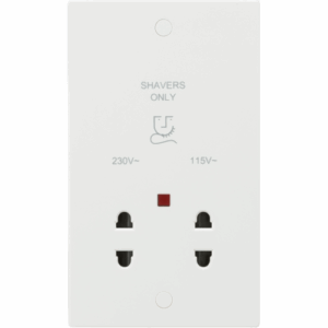 Knightsbridge White 115/230V Dual Voltage Shaver Socket with Neon