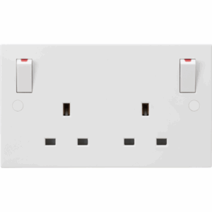 Knightsbridge White 13A 2G DP Switched Socket with Twin Earths and Outboard Rockers