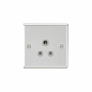 Knightsbridge Raised Edge Brushed Chrome 5A Unswitched Socket Finish Grey Insert