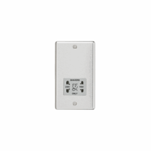 Knightsbridge Raised Edge Brushed Chrome 115/230V Dual Voltage Shaver Socket Grey Insert