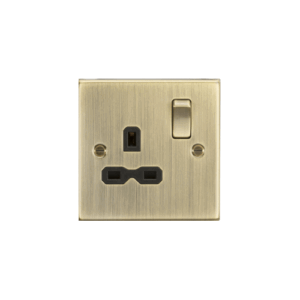 Knightsbridge Antique Brass 13A 1G DP Switched Socket with Insert
