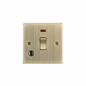 Knightsbridge Antique Brass 20A 1G DP Switch with Neon & Flex Outlet