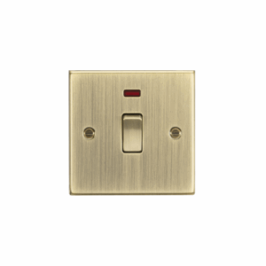 Knightsbridge Antique Brass 20A 1G DP Switch with Neon