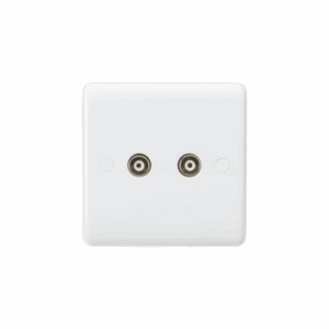Knightsbridge White Twin TV Outlet (non-isolated)