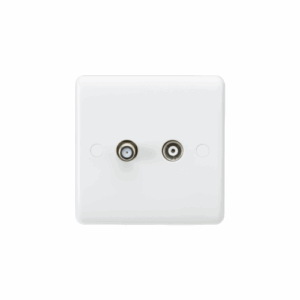 Knightsbridge White Curved Edge TV and SAT TV Outlet (non-isolated)