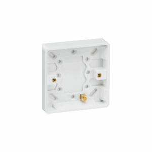 Knightsbridge White Curved Edge Single 16mm Pattress Box with Earth Terminal