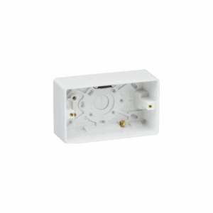 Knightsbridge White Double 47mm Pattress Box with Earth Terminal and Cable Strain Relief