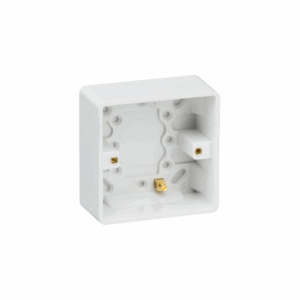 Knightsbridge White Curved Edge Single 35mm Pattress Box with Earth Terminal