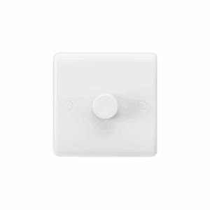 Knightsbridge White Curved Edge 1G 2-way 40-400W (3-100W LED) Leading Edge Dimmer