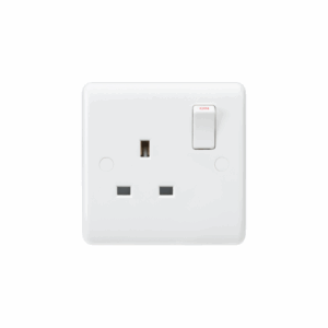 Knightsbridge White Curved Edge 13A 1G DP Switched Socket