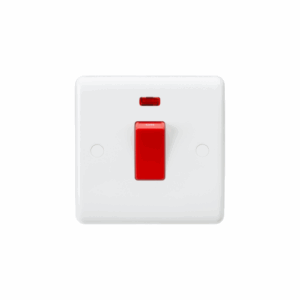 Knightsbridge White Curved Edge 45A DP Switch with Neon (1G size)