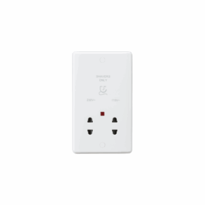 Knightsbridge White Curved Edge 115/230V Dual Voltage Shaver Socket with Neon