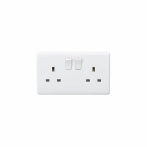 Knightsbridge White Curved Edge 13A 2G DP Switched Socket with Twin Earths