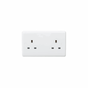 Knightsbridge White Curved Edge 13A 2G Unswitched Socket