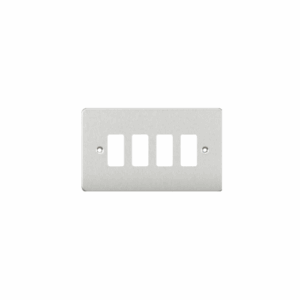 Knightsbridge Brushed Chrome Flat plate 4G grid faceplate