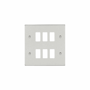 Knightsbridge Brushed Chrome Flat plate 6G grid faceplate