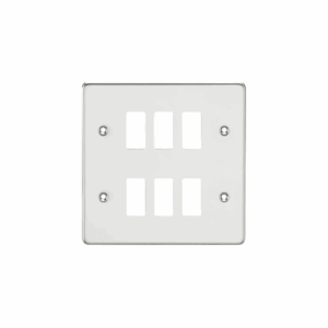 Knightsbridge Polished Chrome Flat plate 6G grid faceplate