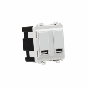 Knightsbridge Matt White Dual USB charger module (2 x grid positions) 5V 2.4A (shared)
