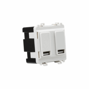 Knightsbridge White Dual USB charger module (2 x grid positions) 5V 2.4A (shared)