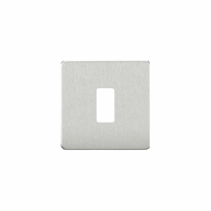 Knightsbridge Brushed Chrome Screwless 1G grid faceplate