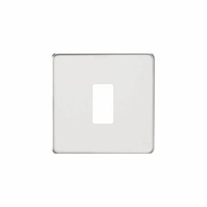 Knightsbridge Polished Chrome Screwless 1G grid faceplate