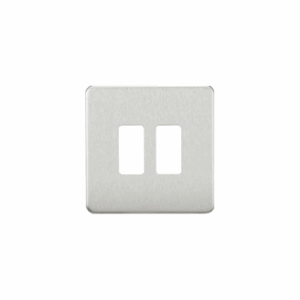 Knightsbridge Brushed Chrome Screwless 2G grid faceplate