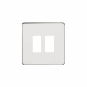 Knightsbridge Polished Chrome Screwless 2G grid faceplate