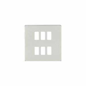 Knightsbridge Brushed Chrome Screwless 6G grid faceplate