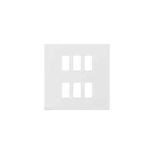 Knightsbridge Matt White Screwless 6G grid faceplate