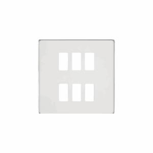 Knightsbridge Polished Chrome Screwless 6G grid faceplate