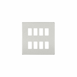 Knightsbridge Brushed Chrome Screwless 8G grid faceplate