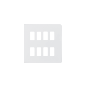 Knightsbridge Matt White Screwless 8G grid faceplate