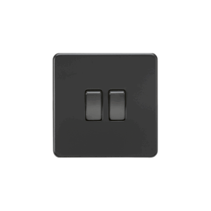 Knightsbridge Matt Black 10AX 2G 2-way Switch with rockers